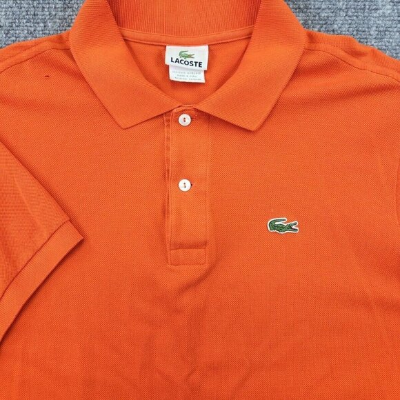 Lacoste Orange Short Sleeve 100% Cotton Polo Shirt Adult Men's Size 6 - Picture 1 of 12